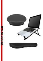 Kit Ergonômico Suporte de notebook Regulavel, MousePad e Apoio para digitação - PRETO NR17 RELIZA