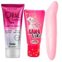 Kit Erótico com Oral Gourmet Chiclete, Xana Loka e Vibrador de Ponto G Kit Erótico com Oral Gourmet Chiclete, Xana Loka e Vibrador de Ponto G