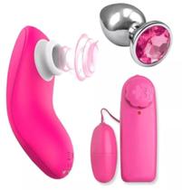 Kit Erótico Feminino Sugador de Clitóris Vibrador Feminino Bullet Cápsula Plug Anal