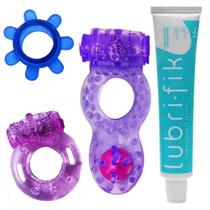 Kit Erótico Prazer Masculino Anel Peniano Lubrificante Íntimo Lubrifik