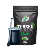 Kit Erva Mate Terere Black Menta Premium 500g Barão Com Cuia