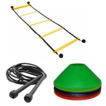 Kit Escada Agilidade 5 Metros 10 Degraus+20Half Cone+Corda