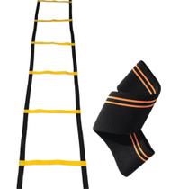Kit Escada De Agilidade Com 7 Degraus Regulavel Nylon + Mini Hip Band Faixa Elástica Intensidade Treino Funcional Treinamento De Academia