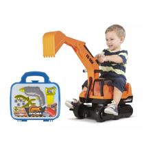 Kit Escavadeira Giant Gigante C/ Maleta de Ferramentas Escavator Trator Infantil