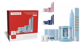 Kit Escola Automático Elétrico Apontador Apagador Aspirador a pilha moderno estudantes papelaria desenhistas