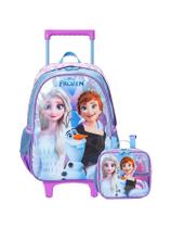 Kit Escola Mochila de Rodinha + Lancheira Frozen Original