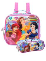 Kit Escola Princesas Luxo Cetim Lancheira Térmica + Estojo Kit Escola Princesas Luxo Cetim Lancheira Térmica + Estojo