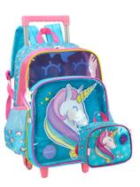 Kit Escola Unicórnio Luxo Mochila Rodas Costas + Lancheir Kit Escola Unicórnio Luxo Mochila Rodas Costas + Lancheir