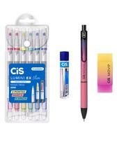 Kit Escolar 1 Lapiseira 0.7mm Marca Texto, Borracha, Grafite