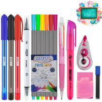 Kit Escolar 15 Itens - Canetas - Marca-texto - Corretivo - Lapiseira - Borracha - Grafites KIT:1 - ROSA / PINKLAPISEIRA Kit Escolar 15 Itens - Canetas - Marca-texto - Corretivo - Lapiseira - Borracha - Grafites KIT:1 - ROSA / PINKLAPISEIRA