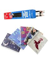 Kit Escolar 24 Lápis Com Borracha + 10 Cadernos 10X14Cm