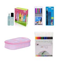 Kit Escolar 27 Itens Colorido Estojo Rosa Tilibra Brush Marca Texto Pastel Caneta Cooper Fine CisYES