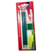Kit Escolar 3 Lápis 1 Apontador 1 Borracha VMP Certificado Inmetro Kit Escolar 3 Lápis 1 Apontador 1 Borracha VMP Certificado Inmetro