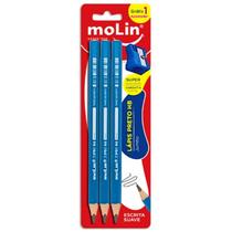 Kit Escolar 3 Lapis Preto Jumbo HB 1 Apontador Jumbo Molin