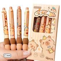 Kit Escolar 4 Canetas de Capivara Fofa Kit Escolar 4 Canetas de Capivara Fofa