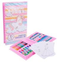 KIT Escolar 48 Peças Colorir Unicórnio