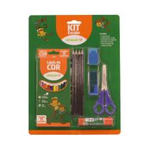 Kit Escolar 6 Peças, Lápis Preto, Borracha, Tesoura, Apontador, Cola, 12 Lápis de Cor Leo&Leo Kit Escolar 6 Peças, Lápis Preto, Borracha, Tesoura, Apontador, Cola, 12 Lápis de Cor Leo&Leo