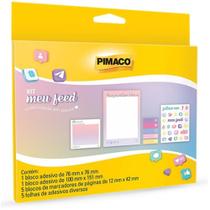 Kit Escolar Adesivo Meu Feed Etiquetas, Blocos e Marcadores - Caixa com 4