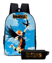 Kit Escolar Anime Haiyu com Mochila Simples Estampada e Estojo Incluso
