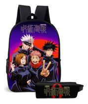 Kit Escolar Anime Jujutsu Kaisen com Mochila Estampada e Estojo Incluso