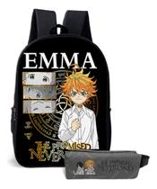 Kit Escolar Anime Promised Neverland com Mochila Estilizada e Estojo