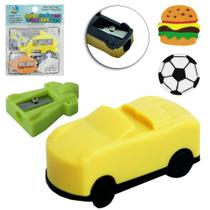 Kit escolar apontador + borracha figuras animadas 4 pecas inter paper