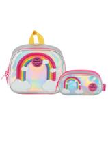 Kit Escolar Arco-Íris Lancheira Térmica + Estojo Triplo