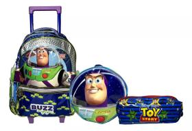 Kit Escolar Astronauta Buzz Lightyear Toy Story Disney : Mochila G Rodinhas + Lancheira + Estojo