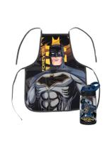 Kit Escolar Avental Infantil + Garrafa Batman Preto