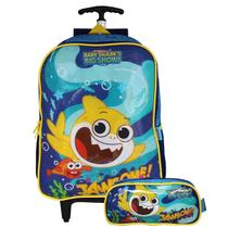 Kit Escolar Baby Shark Mochila De Rodinhas Com Estojo Kit Escolar Baby Shark Mochila De Rodinhas Com Estojo
