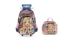 Kit Escolar Barbie Mochila de Rodinha e Bolsa Termica c