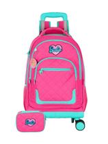 Kit Escolar Barbie Mochila Rodas + Estojo Box - Pink