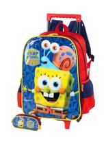 Kit Escolar Bob Esponja Mochila Roda + Estojo D - Vermelho