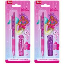 Kit escolar borracha batom + lapiseira 0,7mm - barbie - tris