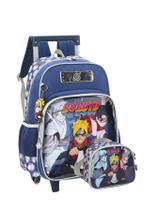 Kit Escolar Boruto Mochila De Rodas E Costas + Lancheira