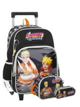 Kit Escolar Boruto Mochila De Rodas + Lancheira + Estojo Pt