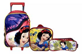 Kit Escolar Branca De Neve Disney : Mochila G de Rodinhas + Lancheira Térmica + Estojo Triplo Kit Escolar Branca De Neve Disney : Mochila G de Rodinhas + Lancheira Térmica + Estojo Triplo