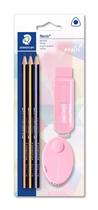 Kit Escolar C/ 03 Lapis + Borracha + Apontador Linha Pastel - 61 Sbk3 Pa