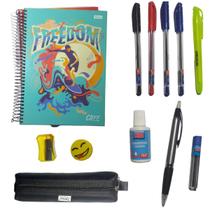 Kit Escolar Caderno 10 Materias + Lapiseira Estojo Universitário c 12 Acessórios Kit Escolar Caderno 10 Materias + Lapiseira Estojo Universitário c 12 Acessórios