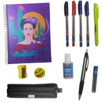 Kit Escolar Caderno 10 Materias + Lapiseira Estojo Universitário c 12 Acessórios Kit Escolar Caderno 10 Materias + Lapiseira Estojo Universitário c 12 Acessórios