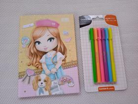 Kit Escolar Caderno e Canetas Gel Canetinhas
