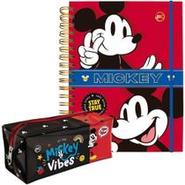 Kit Escolar Caderno Smart E Estojo Zíper Mickey Mouse Disney