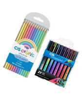 Kit Escolar Caneta Move + Lápis de Cor Criatic Pastel /12