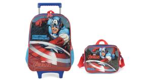 Kit Escolar Capitão América Mochila Rodinha + Lancheira