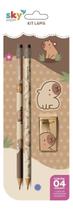 Kit Escolar Capivara Skypaper com 4 Peças Kit Escolar Capivara Skypaper com 4 Peças