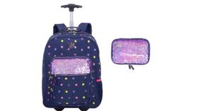 Kit Escolar Capricho Lantejoula Mochila De Rodas + Estojo