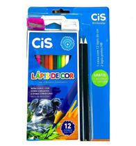 Kit escolar Cis composto por 5 itens (1 caixa de lápis de cor, 2 lápis pretos HB, 1 apontador e 1 borracha).