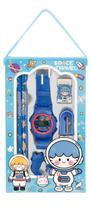 Kit Escolar com 07 peças Azul - Polibrinq Kit Escolar com 07 peças Azul - Polibrinq