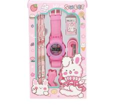 Kit Escolar com 07 peças Rosa - Polibrinq Kit Escolar com 07 peças Rosa - Polibrinq