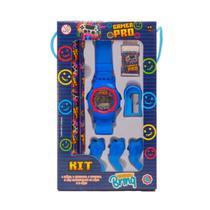 Kit Escolar com 08 peças Azul - Polibrinq Kit Escolar com 08 peças Azul - Polibrinq